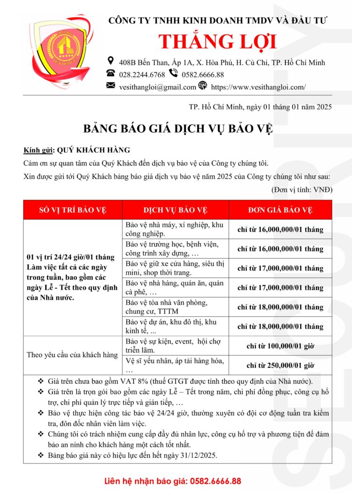 Báo giá BAOVE 2025